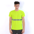 Breathable fluoreszierende gelbe Sicherheit T-Shirt mit reflektierendem Streifen